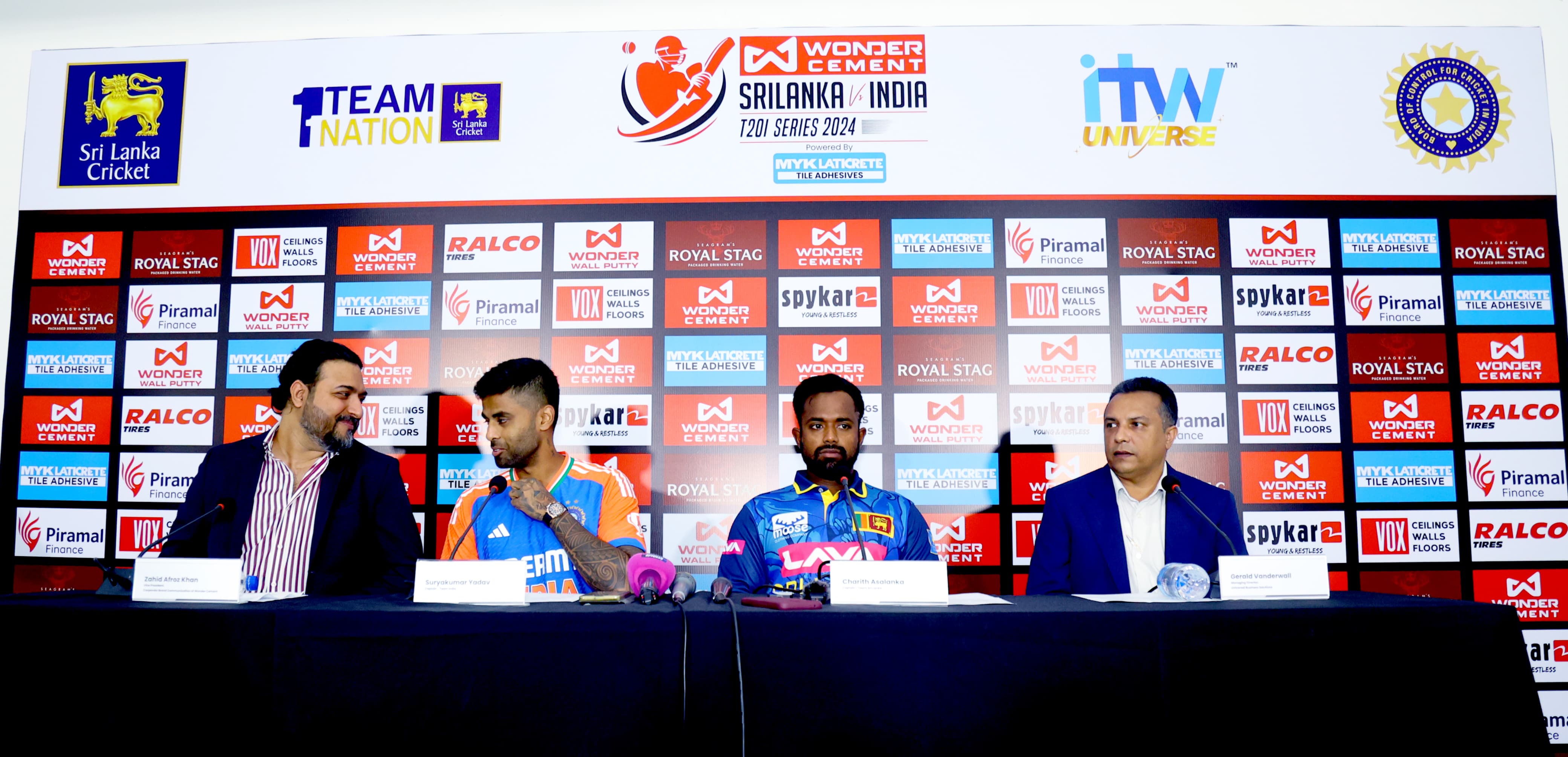 Press conference panel for the Lava Sri Lanka vs India T20I Series 2024 jersey sponsorship announcement